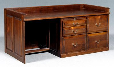 Appraisal: Modern walnut flat-top writing desk paneled sides and back three