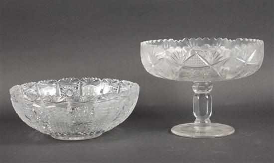 Appraisal: American cut glass bowl together with a molded glass pedestal