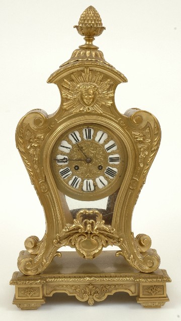 Appraisal: A SUBSTANTIAL FRENCH GILT BRASS MANTEL CLOCK Having an eight-day