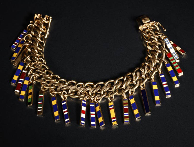 Appraisal: An enamel US Military ribbon charm bracelet An enamel US