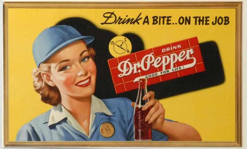 Appraisal: s Cardboard Dr Pepper Horizontal Poster Description Nice World War