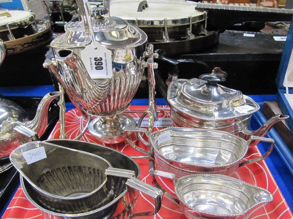 Appraisal: Tray lot of EP - spirit kettle tea service etc