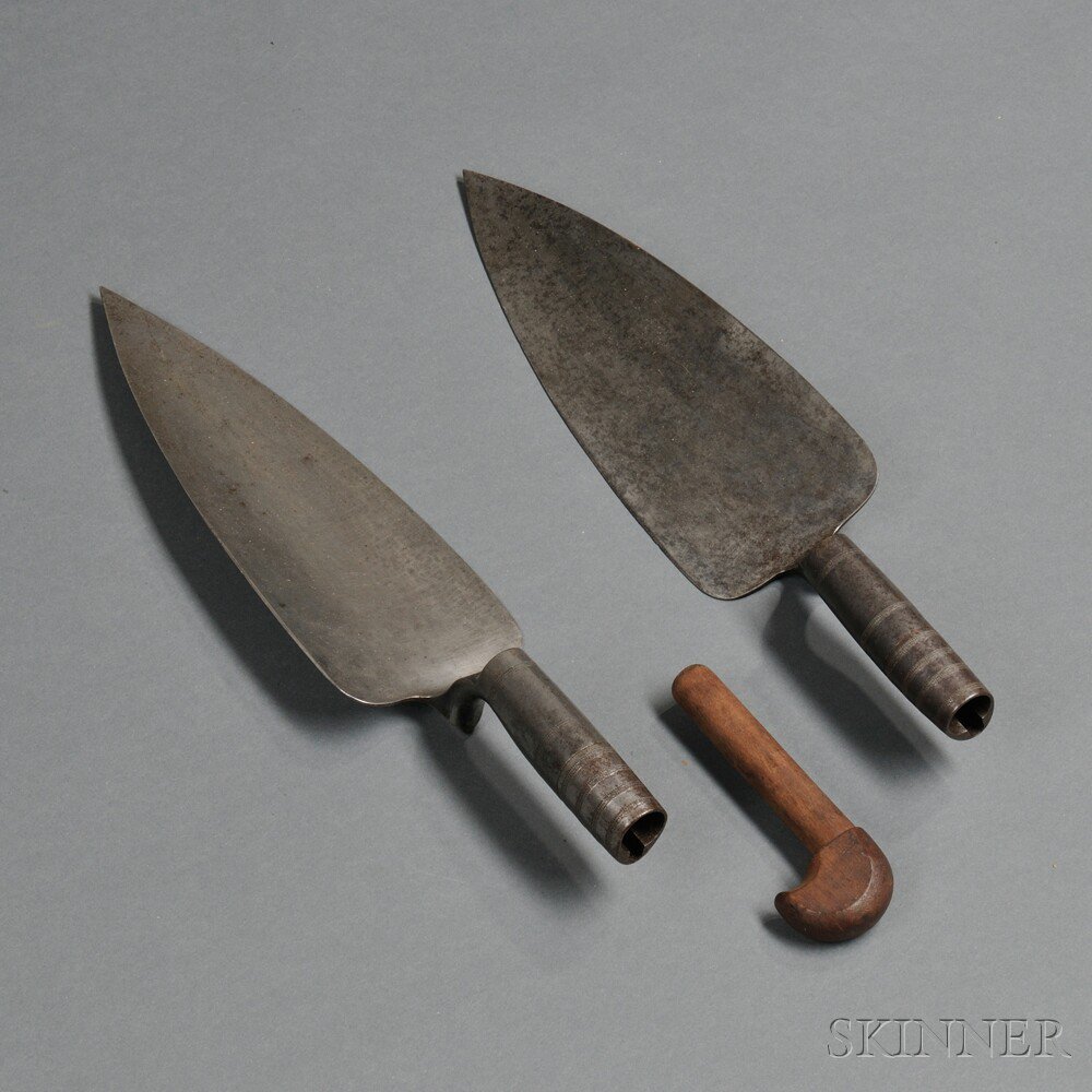 Appraisal: Two Model Trowel Bayonets With One Walnut Insert c two