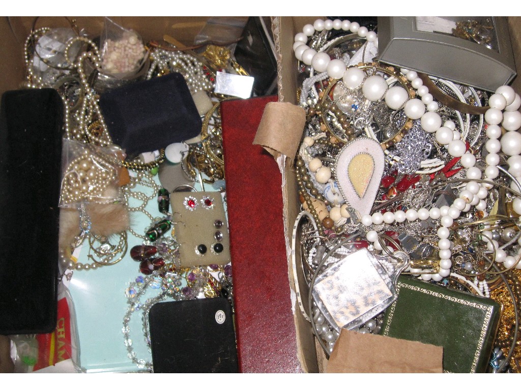 Appraisal: Lot comprising two boxes of costume jewellery