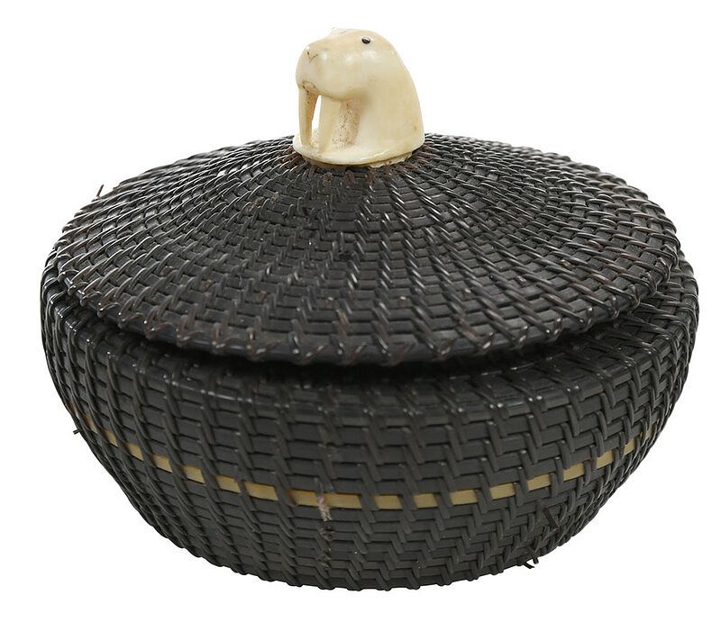 Appraisal: Alaskan Eskimo Signed Baleen Basket Marvin Sabvan Peter I upiaq