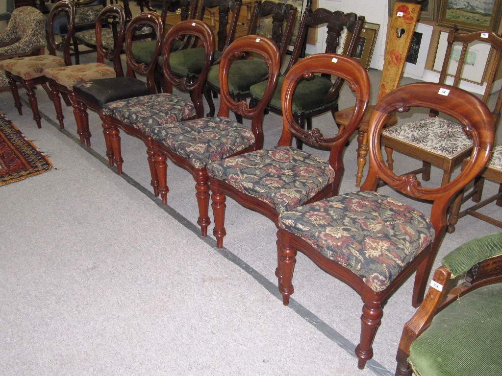 Appraisal: Set of seven Victorian mahogany balloon back dining chairs