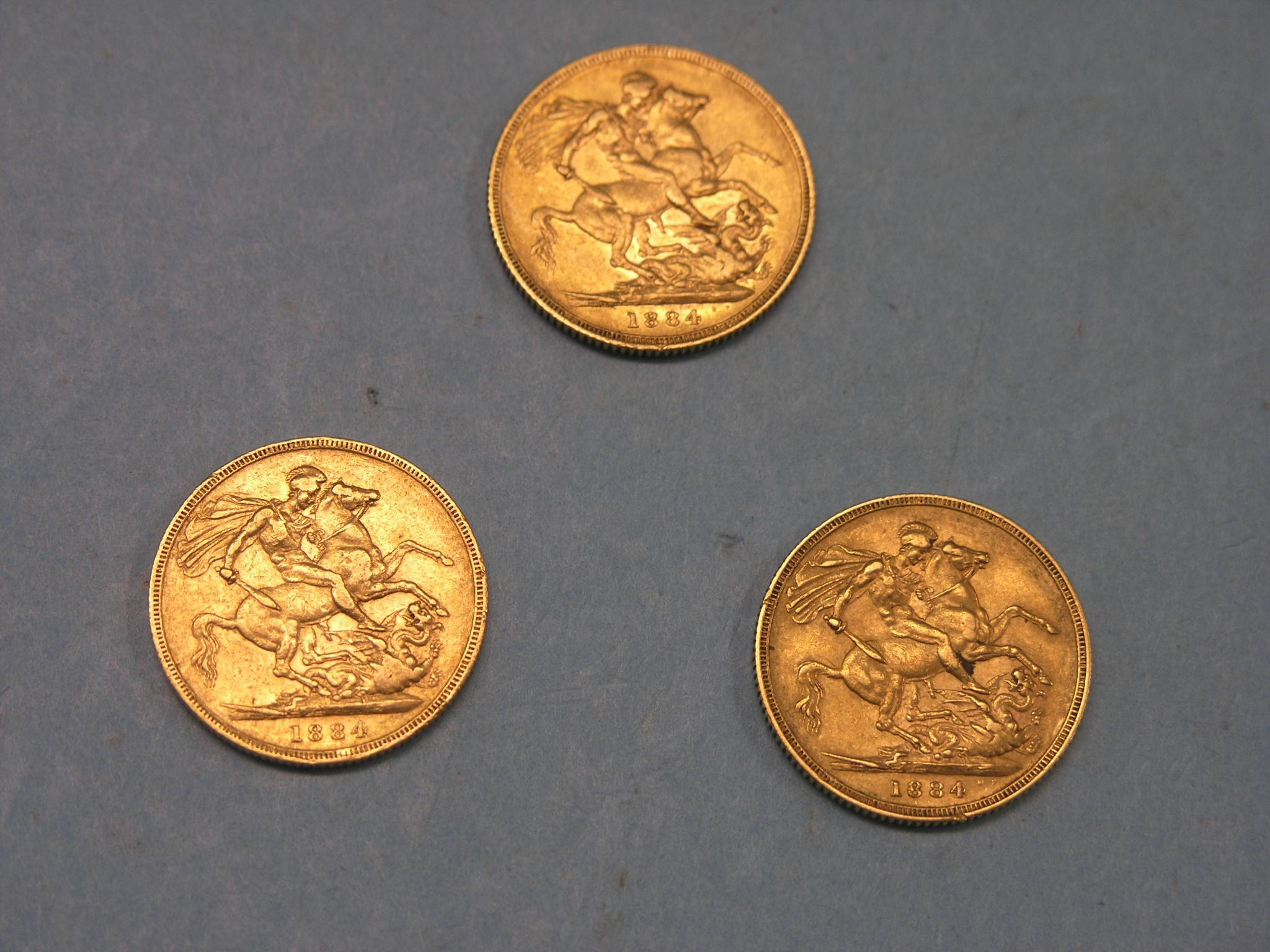 Appraisal: Three Victorian gold sovereigns all includes Melbourne and Sydney mints