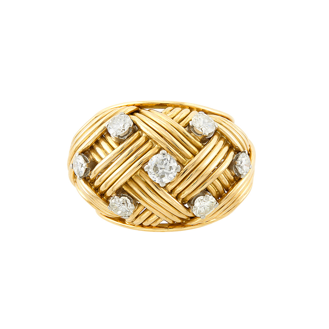 Appraisal: Gold and Diamond Bombe Ring round diamonds ap cts ap