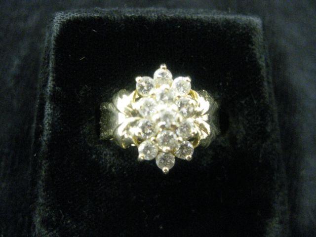 Appraisal: Diamond Ring fine cluster of high grade round diamonds totaling