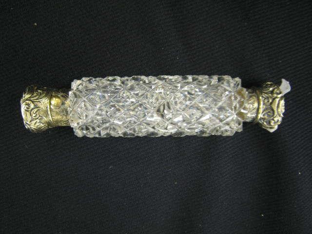 Appraisal: Victorian Sterling Silver Cut Glass Perfume Bottle double-ended lay down