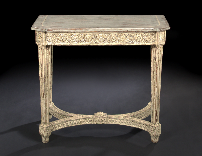 Appraisal: Louis XVI-Style Cream-Painted Wooden Side Table third quarter th century