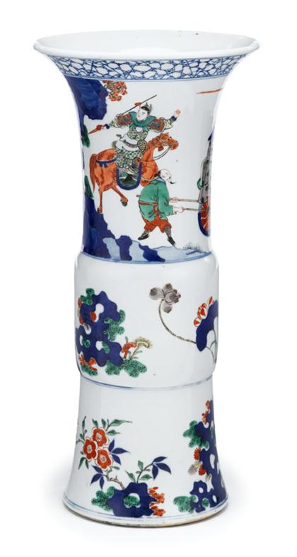 Appraisal: Large Chinese wucai beaker vase th century Of typical beaker