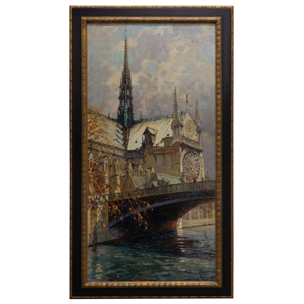 Appraisal: ALAN WOLTON AMERICAN B NOTRE DAME OVER THE SEINE OIL