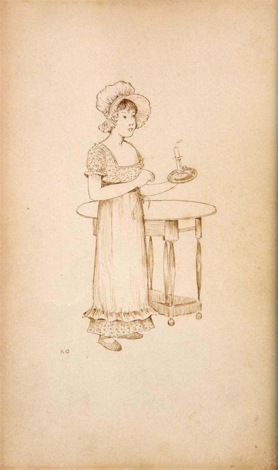 Appraisal: Kate Greenaway British - pen and ink drawing of a