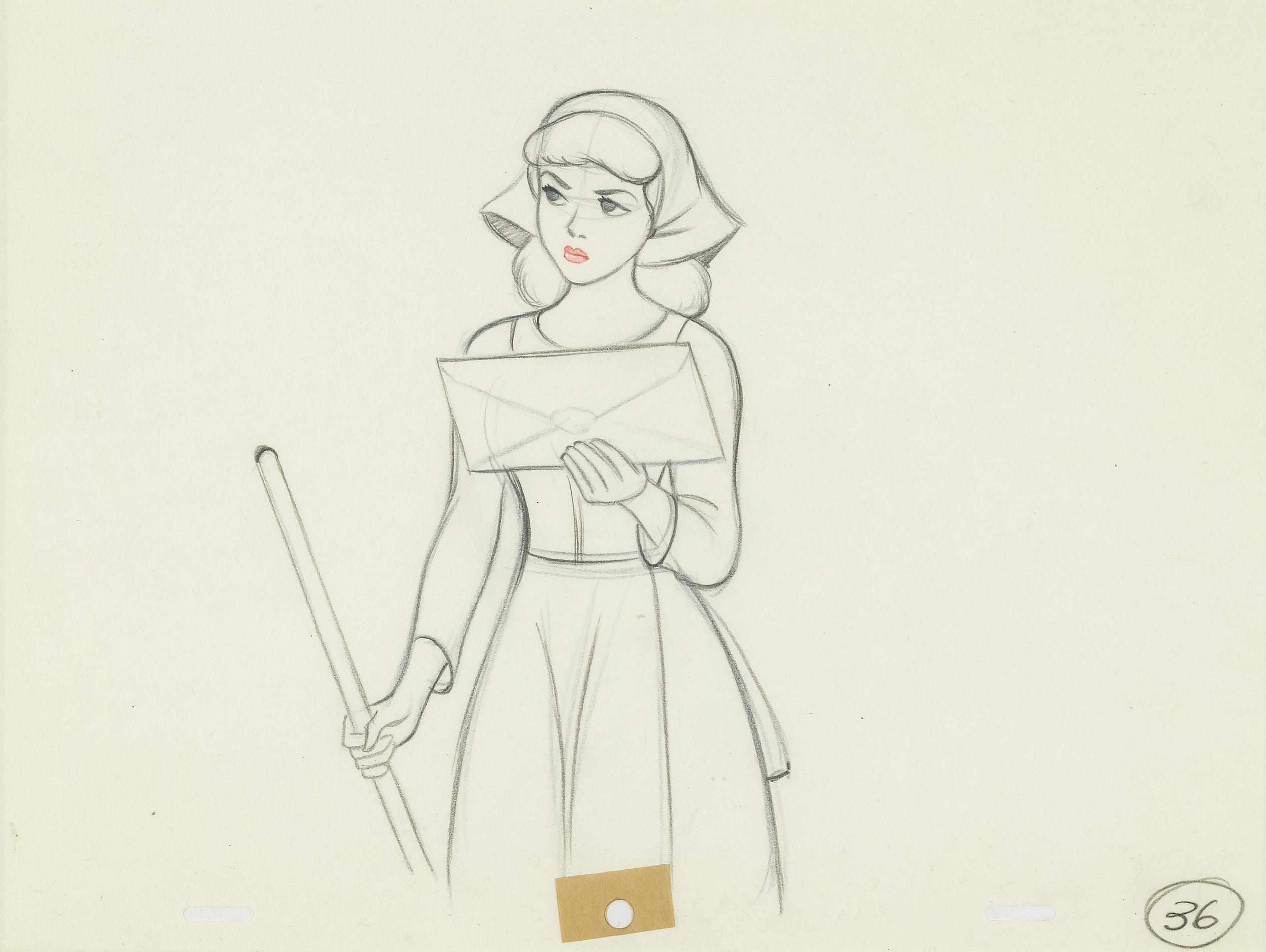 Appraisal: Animation Art A Walt Disney drawing from Cinderella graphite on