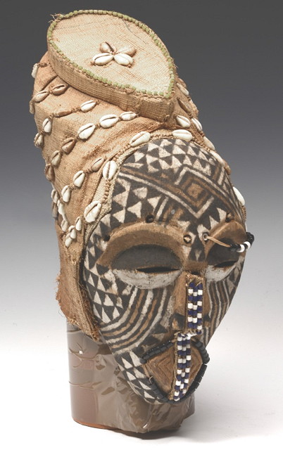 Appraisal: A CONGO KUBA NGAADY FEMALE MASK with shell ornament cm