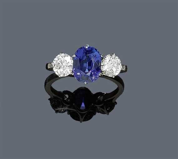 Appraisal: BURMA SAPPHIRE AND DIAMOND RING ca Platinum Classic-elegant ring the