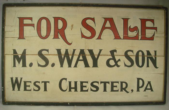 Appraisal: Painted wood store sign For Sale M S Way Son