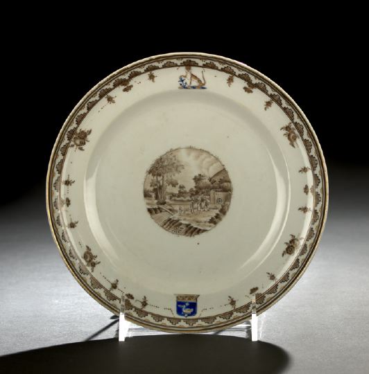 Appraisal: Unusual Chinese Export Porcelain Armorial Dish Qianlong Reign - decorated