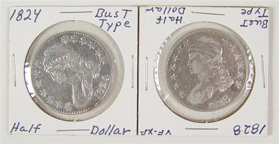 Appraisal: Two Bust Half Dollars Two Bust Half Dollars F -Reverse