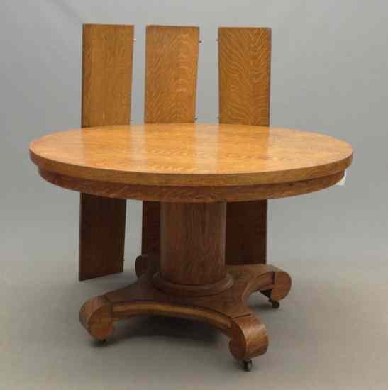 Appraisal: Victorian round oak dining table Top '' Diameter '' Ht