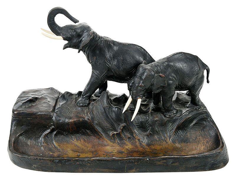 Appraisal: Austrian Bronze Figural Inkwell late th early th century in