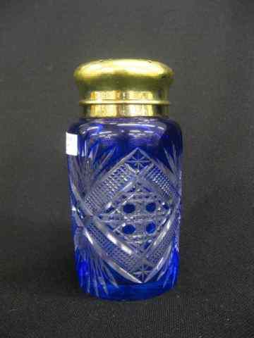 Appraisal: Cobalt Cut-to-Clear Muffineer or Sugar Shaker possibly brilliant period brass