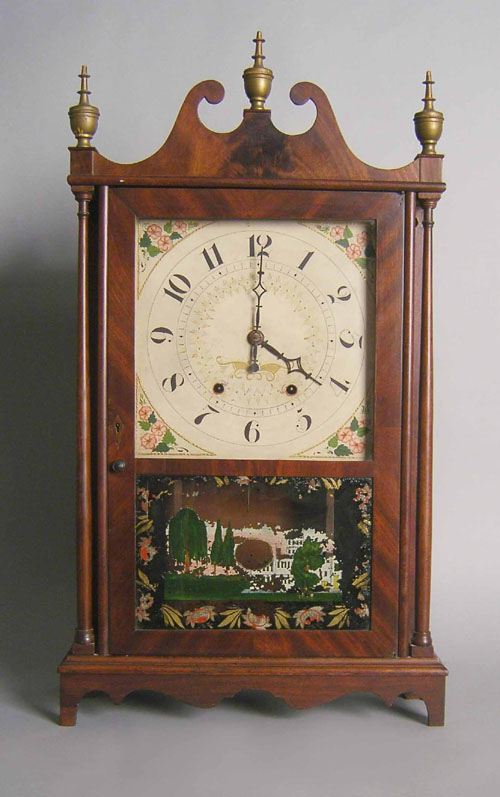 Appraisal: Federal mahogany pillar and scroll clock attributed to Wadsworth Turner