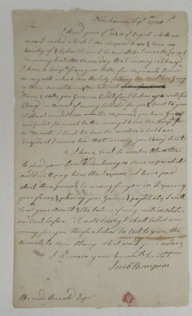 Appraisal: AMERICAN REVOLUTION Thompson Jacob Letter to Benedict Arnold weeks before