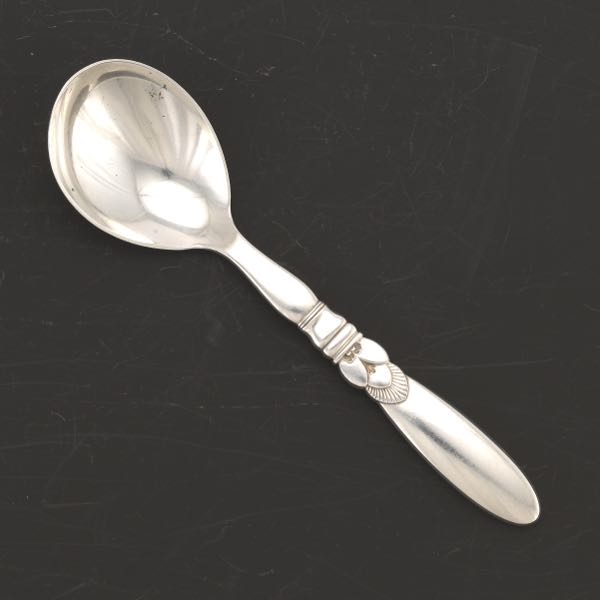 Appraisal: GEORG JENSEN STERLING SILVER SERVING SPOON CACTUS PATTERN x Large