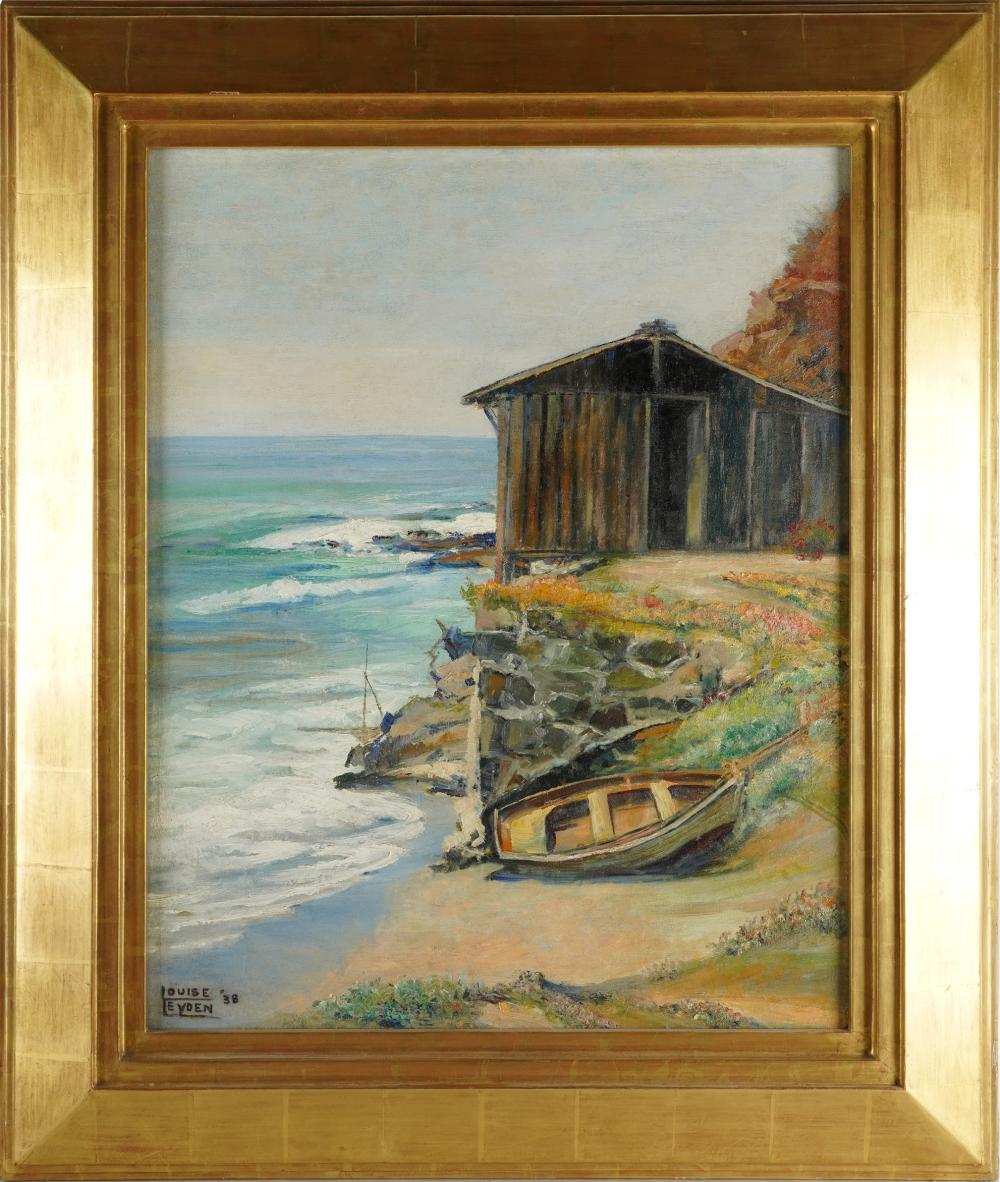 Appraisal: LOUISE HANNON LEYDEN - THE BOAT HOUSE oil on board