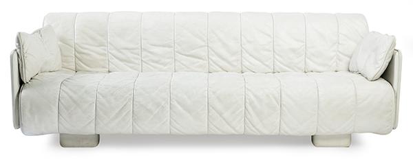 Appraisal: A WHITE LEATHER 'DE SEDE' SOFA BED c s Switzerland