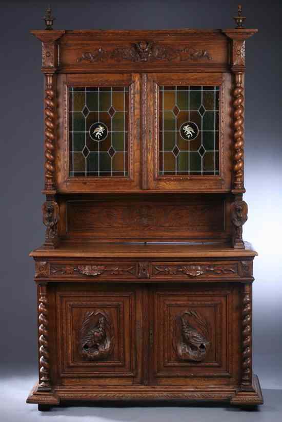 Appraisal: RENAISSANCE REVIVAL CARVED OAK SIDEBOARD th century Upper section projected