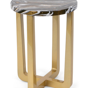 Appraisal: A Contemporary Lacquered Lamp Table with a Painted Marbelized Top