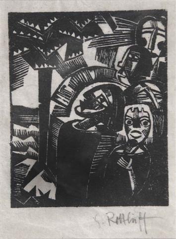 Appraisal: KARL SCHMIDT-ROTTLUFF - - 'Kristus Und Die Ehebrecherin' woodcut pencil