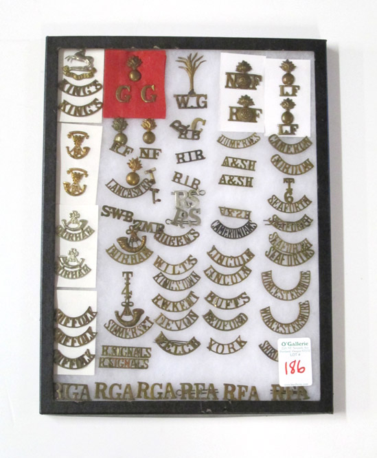 Appraisal: COLLECTION OF BRITISH SHOULDER TITLES including Kings Durham grenadiers Suffolk