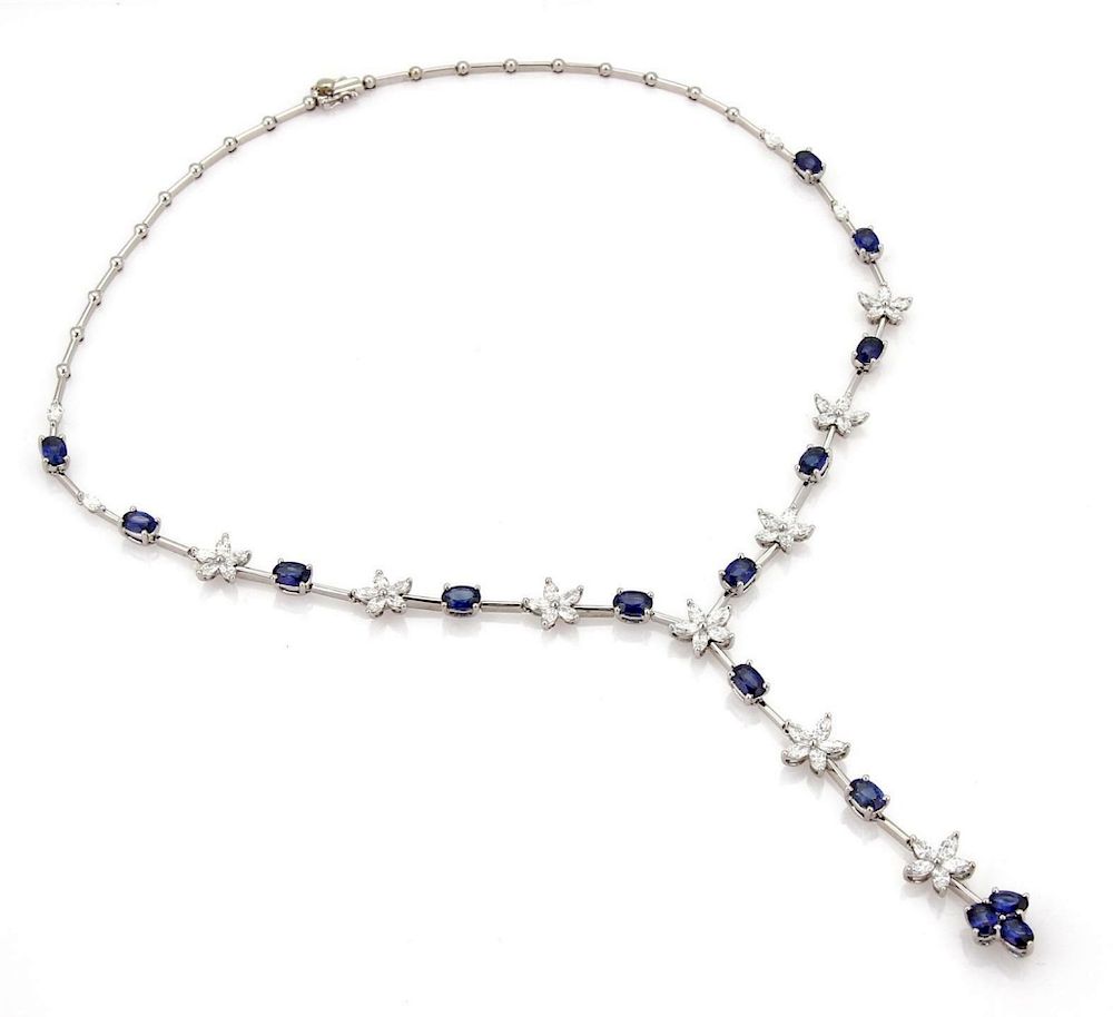 Appraisal: ct Diamond Stars k Gold Lariat Necklace ct Diamond Sapphire