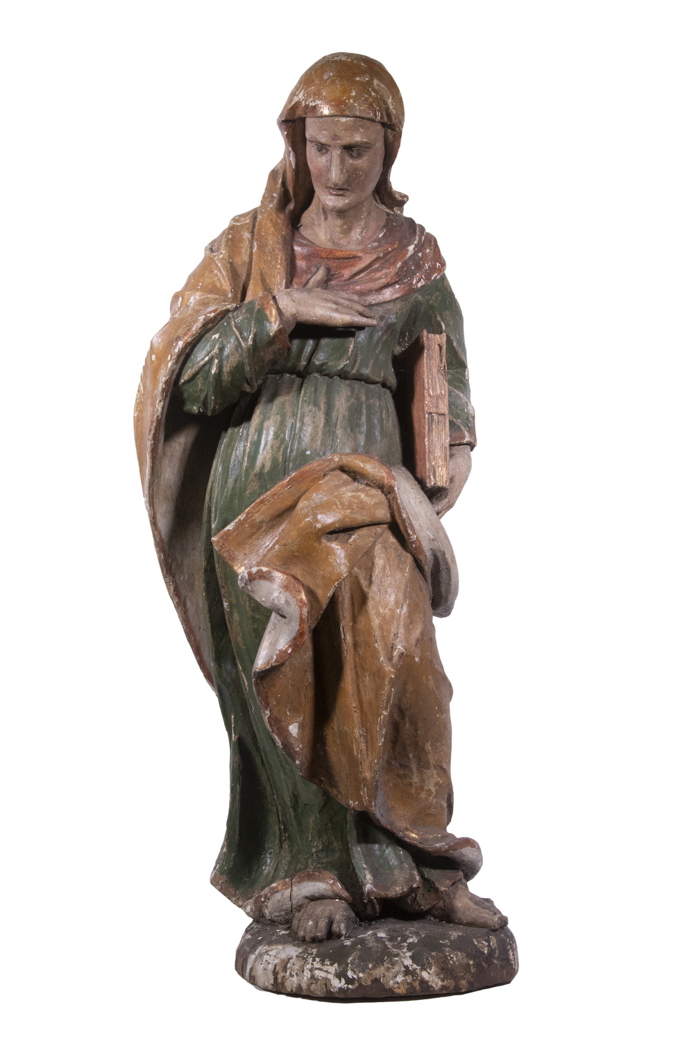 Appraisal: TH C CONTINENTAL STATUE OF ST ANNE Carved and Polychromed