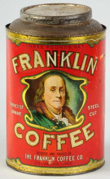 Appraisal: Ben Franklin Coffee Tin Description Minor scratching Original lid Condition