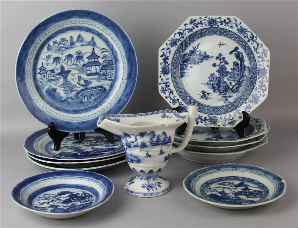 Appraisal: A GROUP OF CHINESE EXPORT BLUE AND WHITE WARES QING