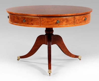 Appraisal: Regency style inlaid rent table yew and satinwood veneers top