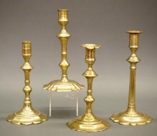 Appraisal: th c brass candlesticks A lot of four th century