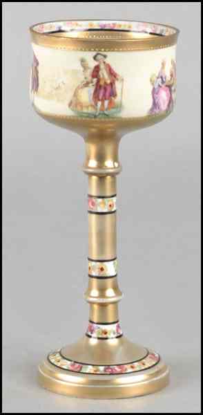 Appraisal: CONTINENTAL GILT AND TRANSFER DECORATED PORCELAIN GOBLET Height '' Condition