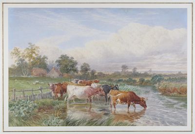 Appraisal: James Walsham Baldock - Cattle at the water's edge Signed