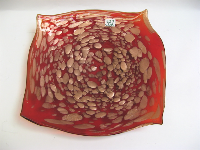 Appraisal: MURANO ART GLASS BOWL the interior having red with opaque