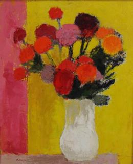 Appraisal: CATHELIN Bernard Oil on Canvas Dahlias TAM Reuben Oil on