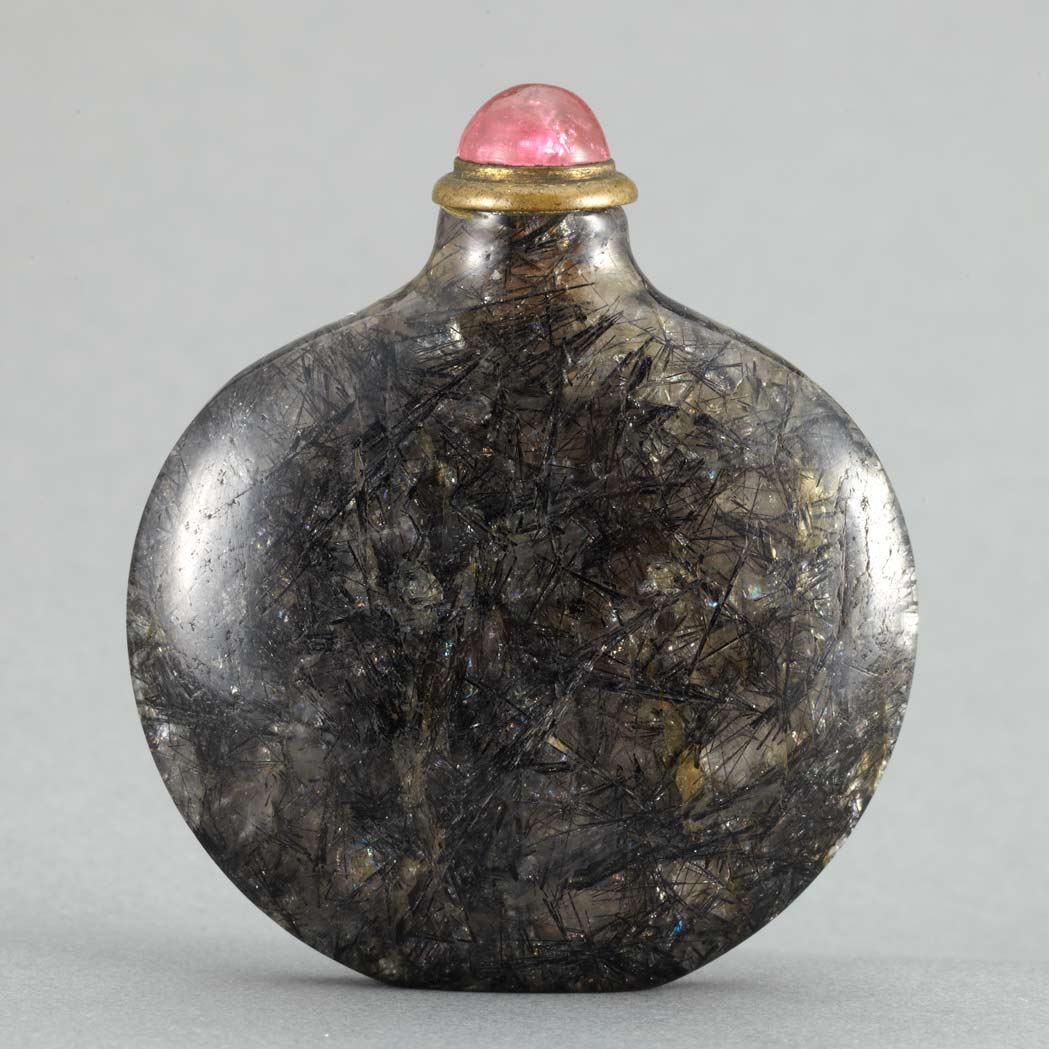 Appraisal: Chinese Hair Crystal Snuff Bottle th Century The flattened circular