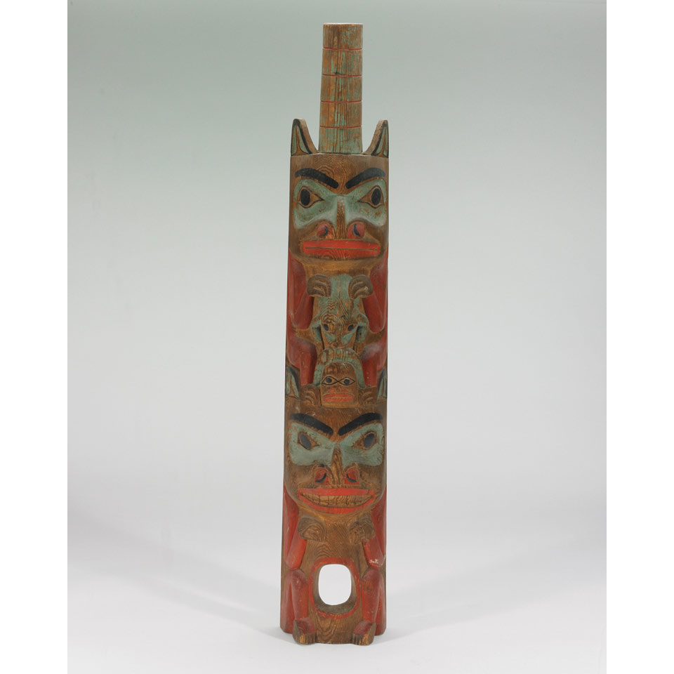 Appraisal: UNKNOWN ARTIST NORTHWEST COAST WOOD TOTEM POLE carved and painted