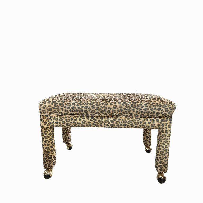 Appraisal: Retro Cheetah Print Rolling Box Chair Retro Cheetah Print Rolling