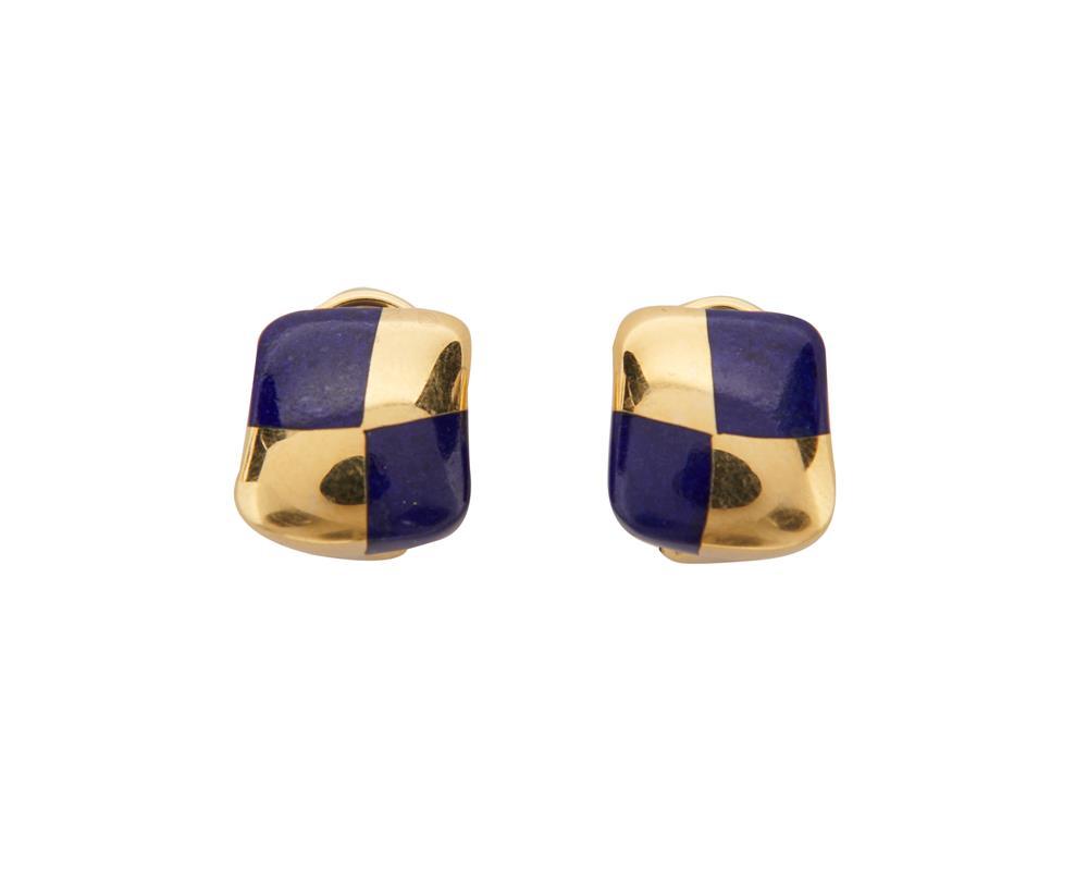 Appraisal: ANGELA CUMMINGS TIFFANY CO K Gold and Lapis Earrings with